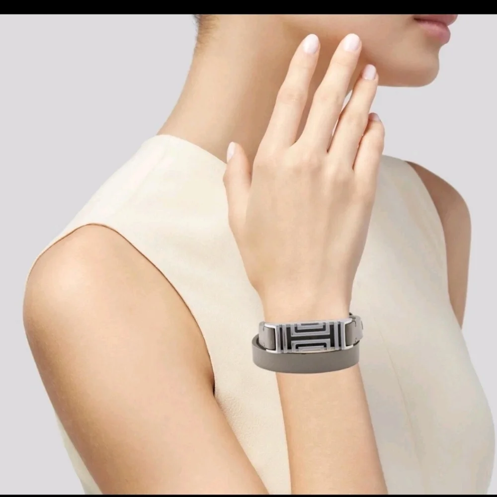 Tory Burch Taupe Double Wrap Fitbit Bracelet EUC